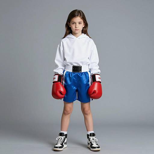 Young Girl in Boy Boxer Costume Pose