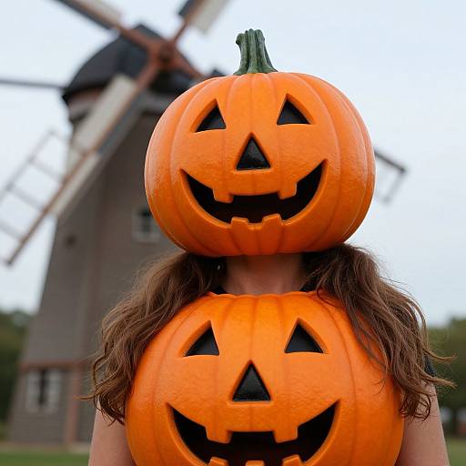 Mature Girl in Jack-o-Lantern Costume