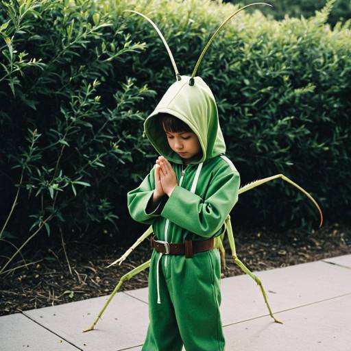 Boy in Creative Praying Mantis Costume