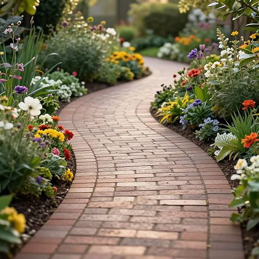 Serene Garden with Klinker Brick Pathways