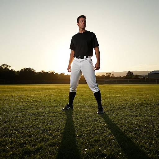 Confident Athlete on Sunset Softball Field