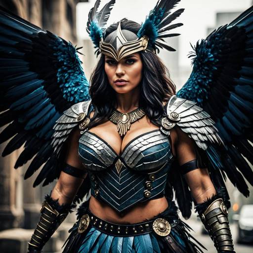 Exotic Harpy Warrior in Feathered Armor