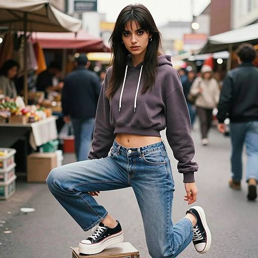 2000s Fashion Model in Street Market