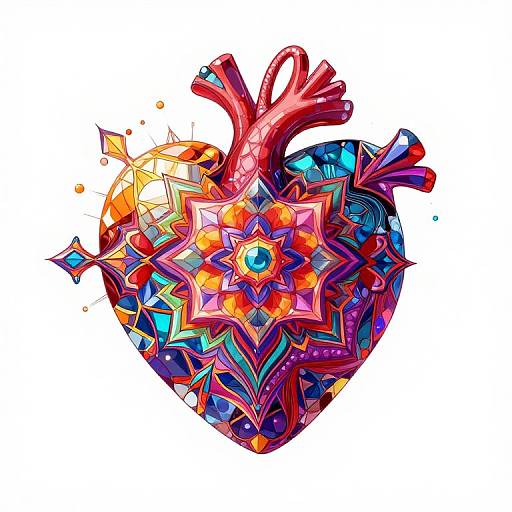 Kaleidoscopic Heart Mandala Art