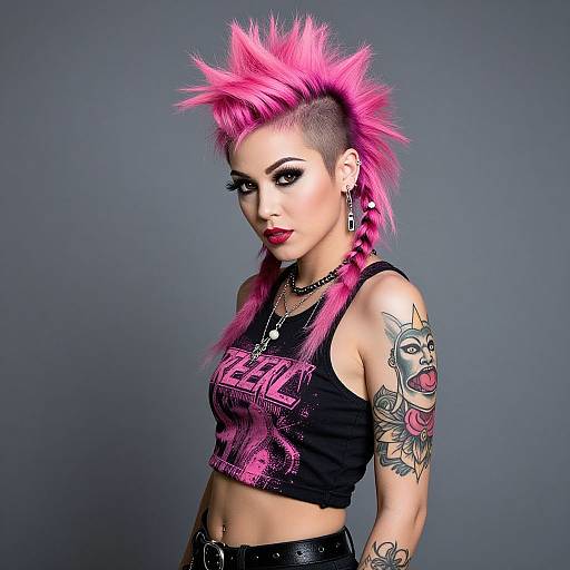 Rebel Woman with Pink Punk Style