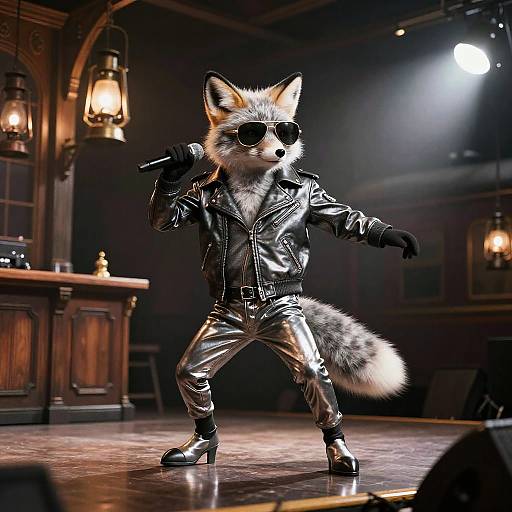 Stylish Silver Fox on Steampunk Stage