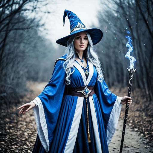 Silver-Haired Wizard Cosplay in Blue
