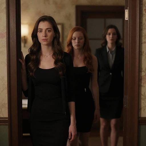 Three Women in a Dimly Lit Room