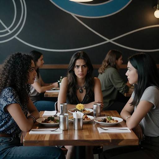 Four Women Dining in a Cozy Restaurant