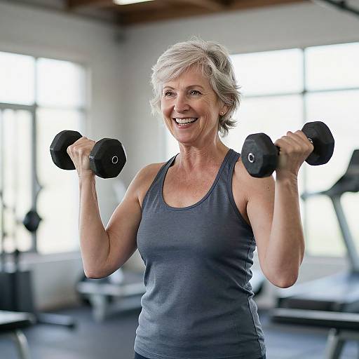 Energetic Senior Woman Lifting Weights