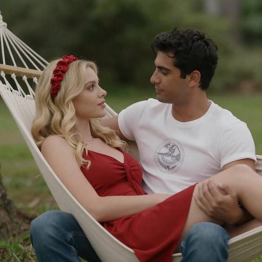 Couple Relaxing in a Hammock Outdoors