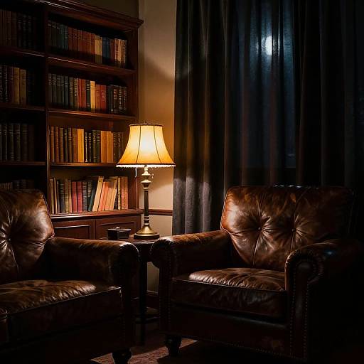 Vintage Dark Living Room Night Ambiance