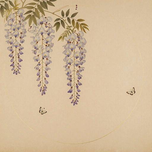 Delicate Lilac Wisteria on Japanese Paper