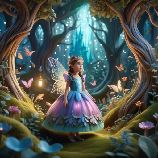 Whimsical Fairy Princess in Enchanted Forest Whimsical Fairy Princess in Enchanted Forest
