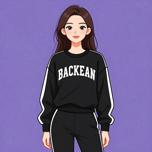 Sporty Woman in Casual Black Outfit