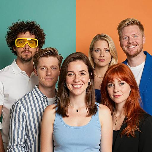 Vibrant Group Portrait with Expressions