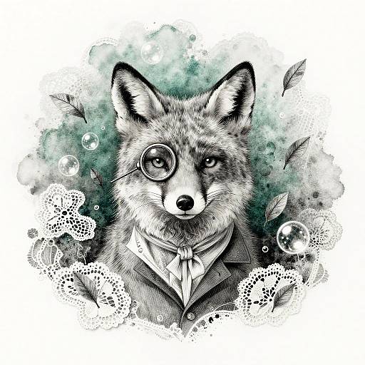 Solemn Fox Silverpoint Drawing