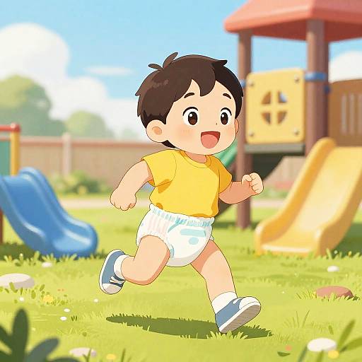 Joyful Toddler Running in Playground