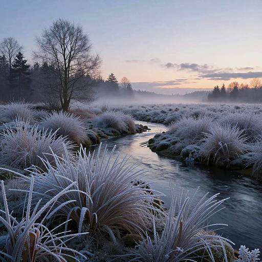 Frosted Moor with Icy Riverbanks