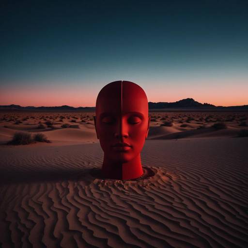 Red Head Sculpture in Twilight Desert Red Head Sculpture in Twilight Desert