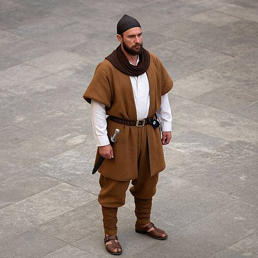 Man in Medieval Outfit with Sword
