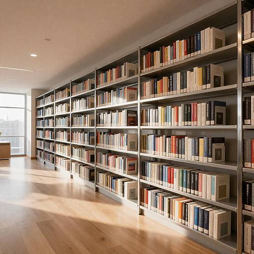 Sunlit Minimalist Bookstore Interior, Realistic