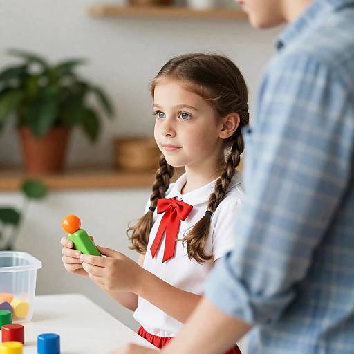 Girl Playing with Toy in Kitchen