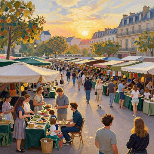 Overhead View of Parisian Marketplace