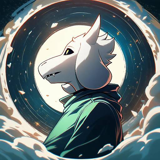 Illustration of Asriel dreemurr, undertale in the style of Rindou (radical dream)