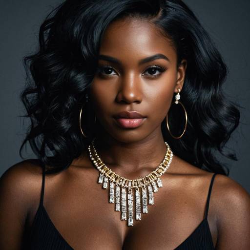 Elegant Dark-Skinned Beauty with Jewelry