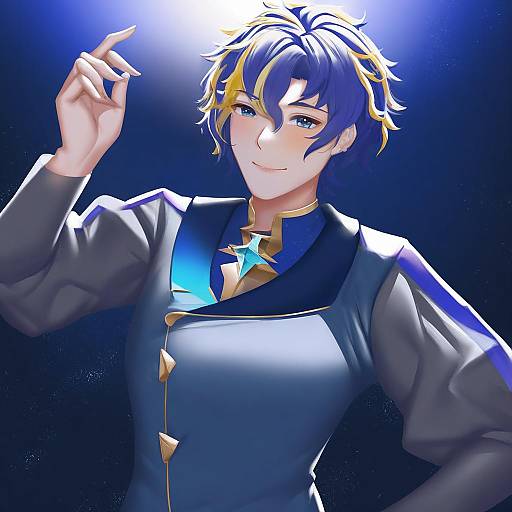 Illustration of Astel leda, holostars in the style of Hanada yanochi