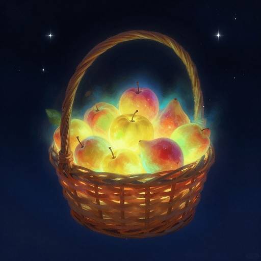 Enchanted Floating Basket of Luminescent Fruits