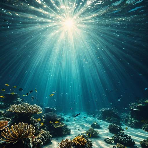 Sunlight Beams in Tropical Coral Reef