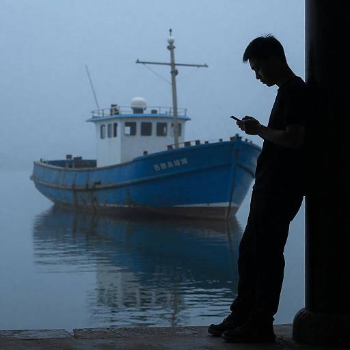 Mysterious Silhouette by Abandoned Boat