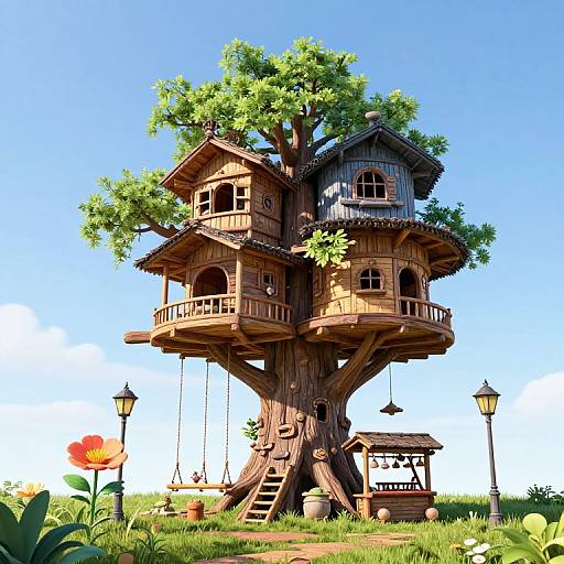 Magical Multi-Layered 3D Treehouse