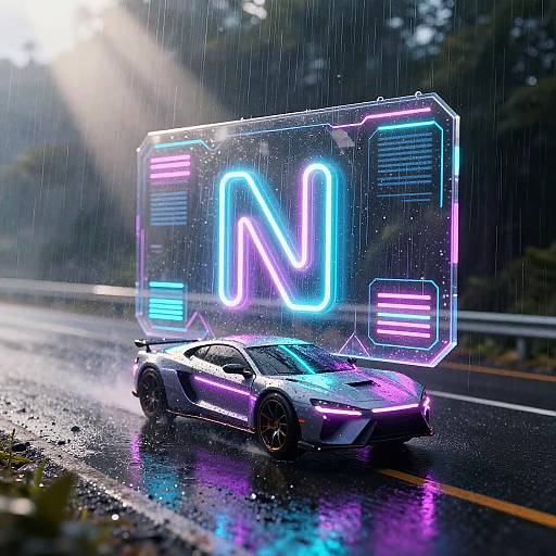 Neon Neuro-Link Hovercar Interface