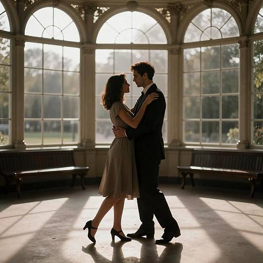 Dancing Couple in a Sunlit Conservatory