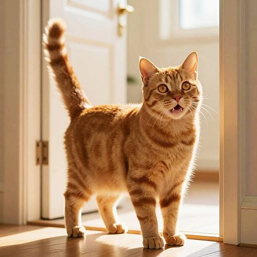 Playful Ginger Tabby Cat Silhouette