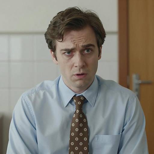 Pensive Man in Light Blue Dress Shirt