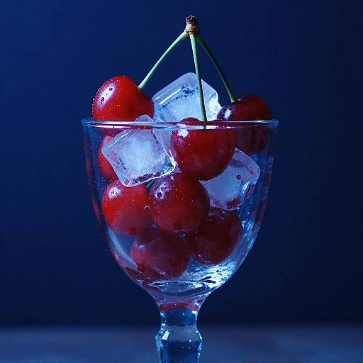 Neon-lit Cherry Glass Close-up