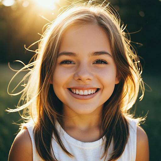 Smiling Girl in Warm Sunlight