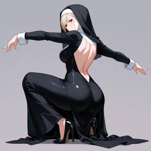 Dynamic Dancing Nun in Edgy Style Dynamic Dancing Nun in Edgy Style