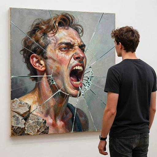 Hyperrealistic Shock Art: Man and Painting