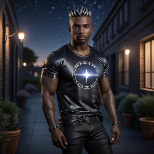 Muscular Black Man in Urban Night Setting