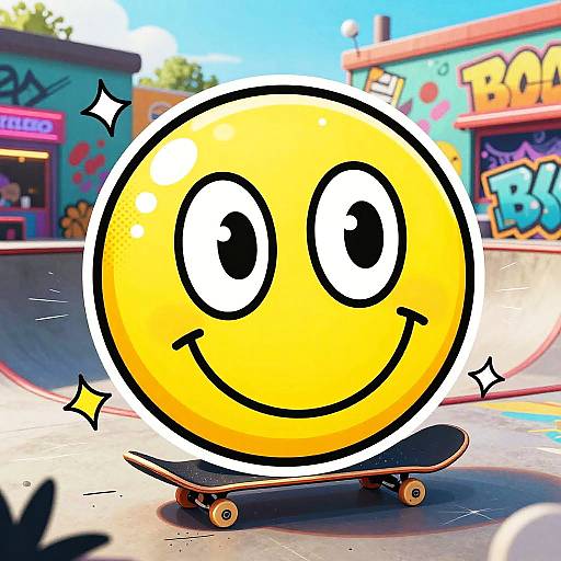 Playful Smiley Eyes in Skatepark