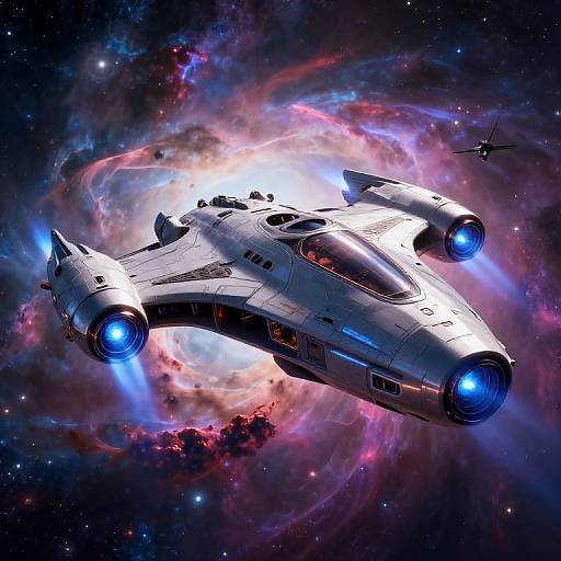Futuristic LARC-V Spacecraft in Nebula