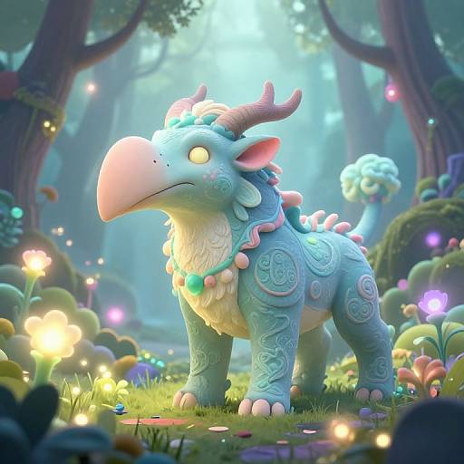 Mythical Creature in Enchanted Forest
