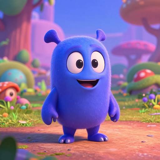 Whimsical Blue Pixar-style Monster Character