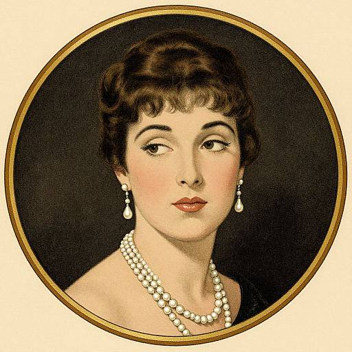 Vintage Portrait of Woman with Pearls
