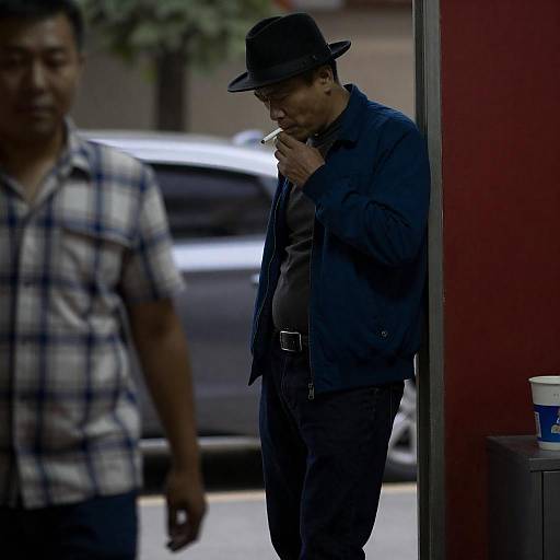 Mysterious Man in Doorway at Dusk